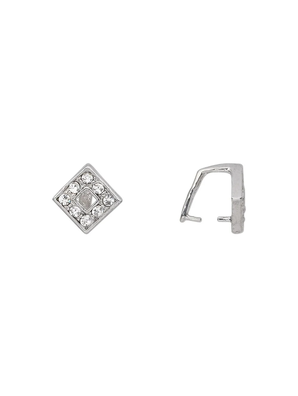 Egyptian Crystal Pave Square Diamond 14x9mm Pendant Pinch Bail